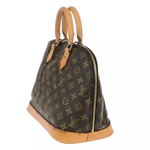 LOUIS VUITTON LV Logo Alma Hand Bag Monogram Leather Brown France - Picture 8 of 15